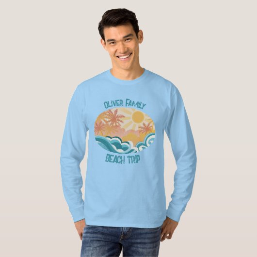 Leuke  Beach Waves Sunshine Surf Lange mouw T-shirt (Voorkant volledig)