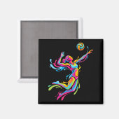 Leuke Beachvolleybal Spelende Moeder Design Magneet (Voorkant / Achterkant)
