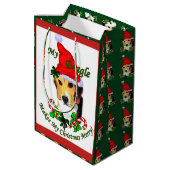 Leuke Beagle Kerstmis Merry Medium Cadeauzakje (Achterkant Gekanteld)