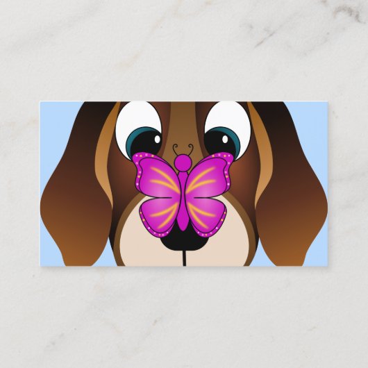 Leuke Beagle Puppy Hond En Vlinder Veterinair Visitekaartje (Achterkant)