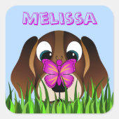 Leuke Beagle Puppy Hondenvlinder Vierkante Sticker (Voorkant)