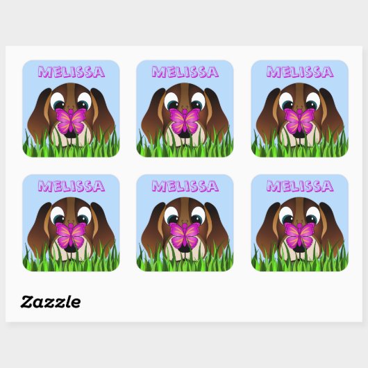 Leuke Beagle Puppy Hondenvlinder Vierkante Sticker (Vel)