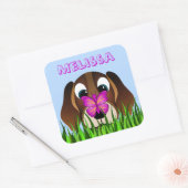 Leuke Beagle Puppy Hondenvlinder Vierkante Sticker (Envelop)