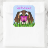 Leuke Beagle Puppy Hondenvlinder Vierkante Sticker (Tas)