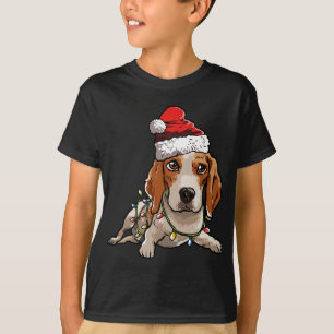 Leuke Beagle Santa Kerstboom Lichten Xmas T-shirt