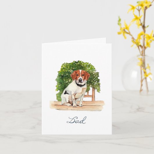 Leuke Beagle waterverf Gevouwen groeten Kaart (Gele Bloem)