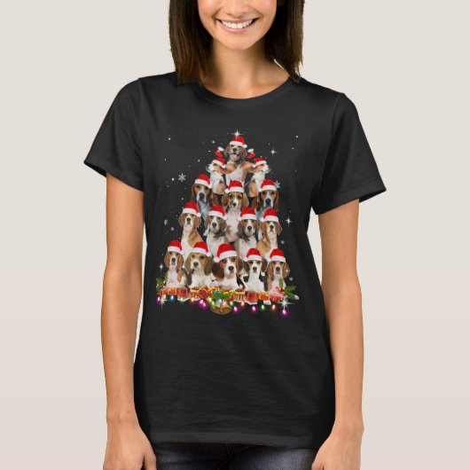 Leuke Beagles Kerstboom Hond Kerstmis Grappig P T-shirt (Voorkant)