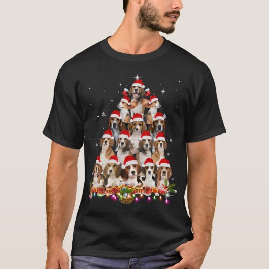 Leuke Beagles Kerstboom Hond Kerstmis Grappig P T-shirt (Voorkant)