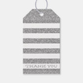 LEUKE BEDANKINGSETIKET moderne streep zilver glitt Cadeaulabel (Voorkant)