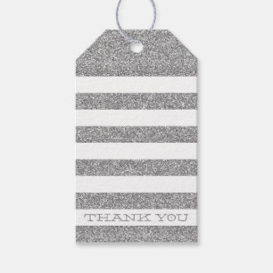 LEUKE BEDANKINGSETIKET moderne streep zilver glitt Cadeaulabel