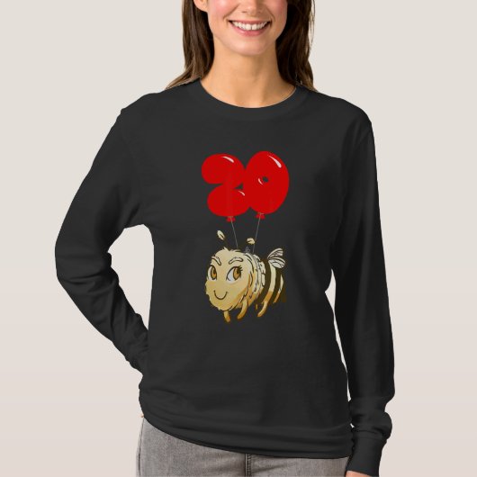 Leuke Bee 20e Verjaardag Kinder Ballonfeest T-shirt (Voorkant)