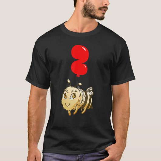 Leuke Bee 2e Verjaardag Kinder Ballonfeest T-shirt (Voorkant)