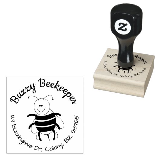 Leuke Bee Ronde Return Adres Stempel Gepersonalise (Gestempeld)