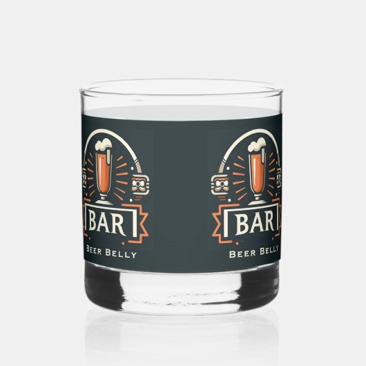 Leuke Beer Belly Bar, Bier Mok Logo Gepersonalisee Whisky Glas (Rechts)