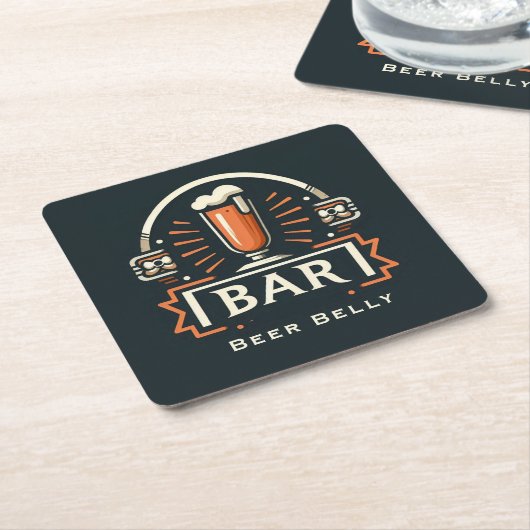 Leuke Beer Belly Bar, Bier Mok Logo Kartonnen Onderzetters (Schuin)