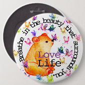 Leuke Beer met Vlinders Aanpasbaar Ronde Button 6,0 Cm (Voorkant /achterkant)