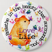 Leuke Beer met Vlinders Aanpasbaar Ronde Button 6,0 Cm (Voorkant)