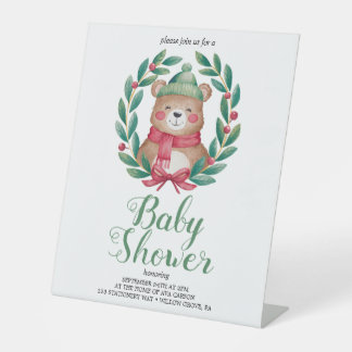 Leuke beer waterverf baby shower reclamebord met voetstuk