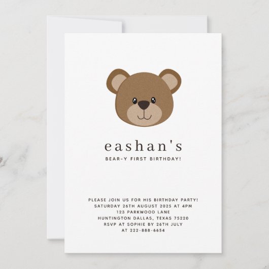 Leuke Beer-y Eerste Verjaardag Foto Kaart (Voorkant)