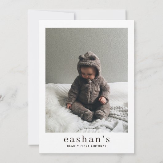 Leuke Beer-y Eerste Verjaardag Foto Kaart (Achterkant)