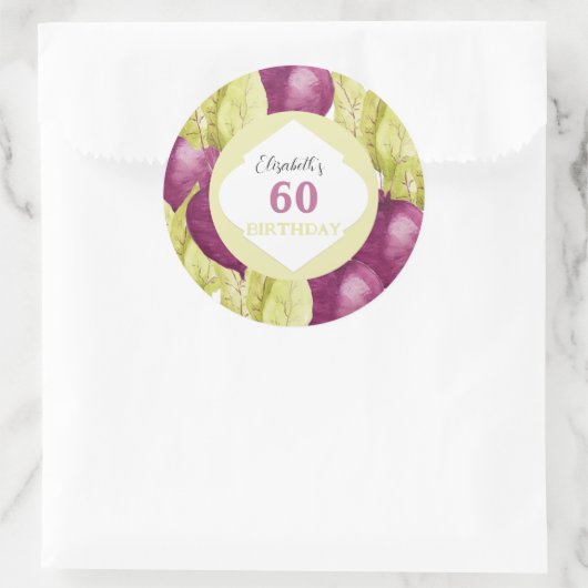 Leuke Beets Waterverf Kunst Gepersonaliseerd Ronde Sticker (Tas)