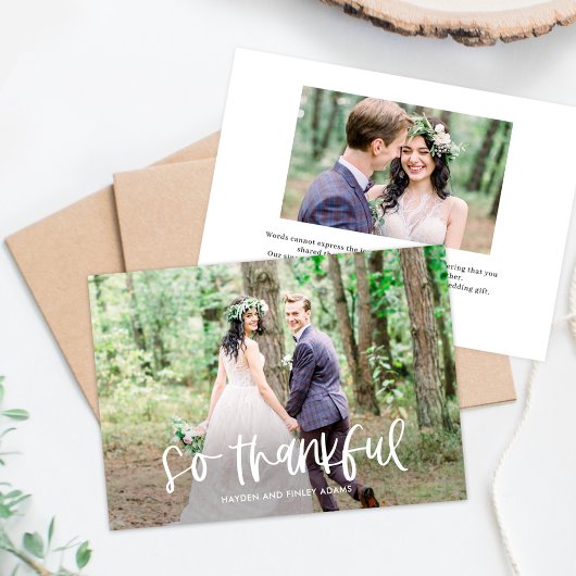 Leuke belettering Bewerkbare kleur bruiloft Bedankkaart