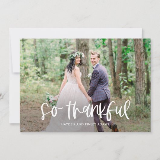 Leuke belettering Bewerkbare kleur bruiloft Bedankkaart (Voorkant)