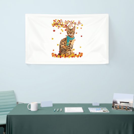 Leuke Bengaalse Thanksgiving Herfst Cat Lover Gift Spandoek (Beurs)