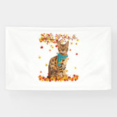 Leuke Bengaalse Thanksgiving Herfst Cat Lover Gift Spandoek (Horizontaal)