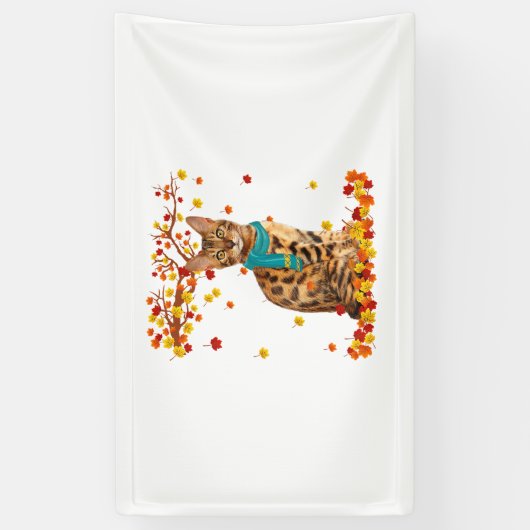 Leuke Bengaalse Thanksgiving Herfst Cat Lover Gift Spandoek (Verticaal)