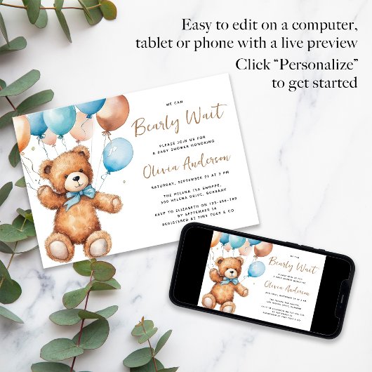 Leuke Beren ballonnen kunnen we bijna wachten Baby Kaart