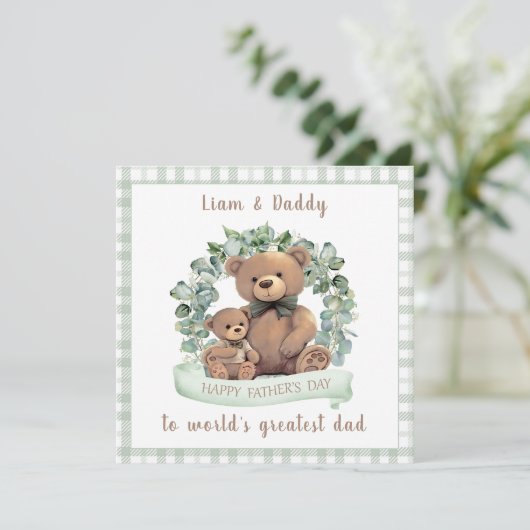 Leuke Beren Jongen Vaderdag Kaart (Staand voorkant)