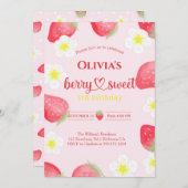 leuke bes zoete aardbei verjaardagsfeestje kaart (Voorkant / Achterkant)