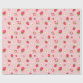 Leuke bessen zoete aardbei patroon roze cadeaupapier (Vlak)