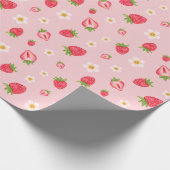 Leuke bessen zoete aardbei patroon roze cadeaupapier (Hoek)