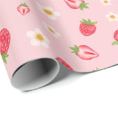 Leuke bessen zoete aardbei patroon roze cadeaupapier (Rol Hoek)