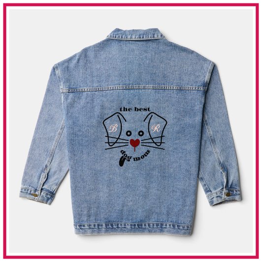 Leuke Beste Hond Mam Custom Monogram Denim Jacket