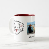 Leuke Beste Hond Mam Foto Aangepaste Monogram Tweekleurige Koffiemok (Voorkant links)