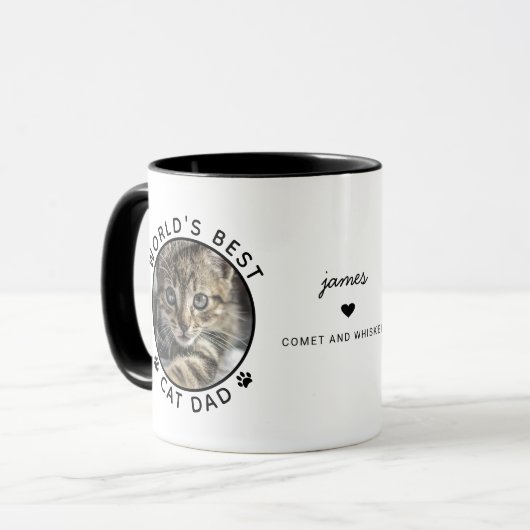 Leuke Beste Kattenvader Twee Foto's Moderne Typogr Mok (Voorkant links)