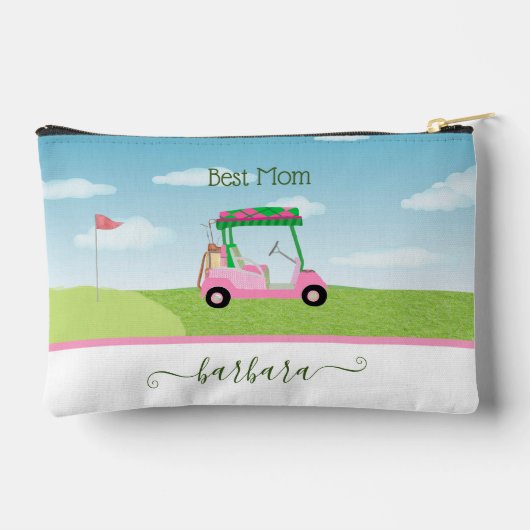Leuke Beste Mam Roze Golfkar Gepersonaliseerde Naa Etui (Achterkant)