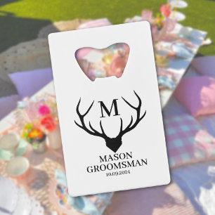Leuke Beste Man Herten Horn Monogram Groomsman Tro Creditkaart Flessenopener