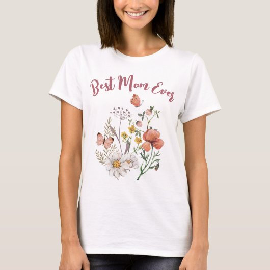Leuke Beste Moeder Ooit Botanische Wildbloem Bloem T-shirt (Voorkant)