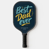 Leuke Beste Papa Ooit Eenvoudig Marine Blauw Geel Pickleball Paddle (Voorkant)
