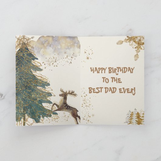 Leuke Beste Papa Ooit Kerstmis Gelukkige Verjaarda Kaart (Binnen)