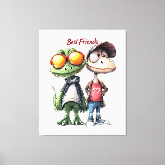 Leuke "Beste Vrienden" Wall Art Canvas Afdruk (Voorkant)