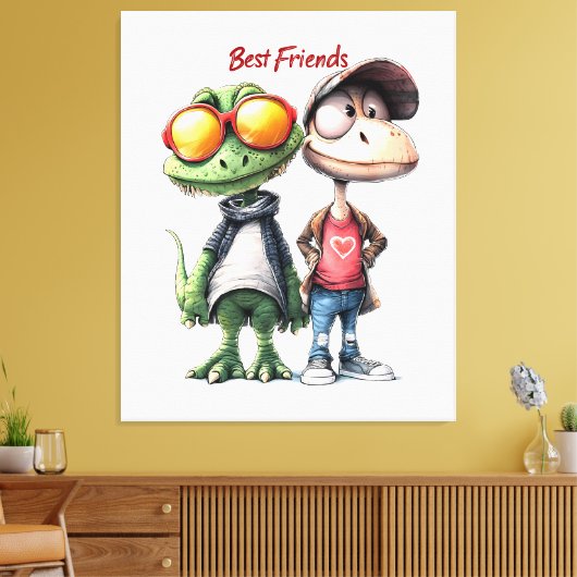 Leuke "Beste Vrienden" Wall Art Canvas Afdruk (Insitu (Woonkamer))