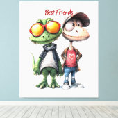 Leuke "Beste Vrienden" Wall Art Canvas Afdruk (Insitu (Houten vloer))