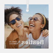 Leuke Besties Foto & Naam/s Keepsake Gift Glas Ornament (Achterkant)