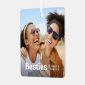 Leuke Besties Foto & Naam/s Keepsake Gift Metalen Ornament (Voorkant links)