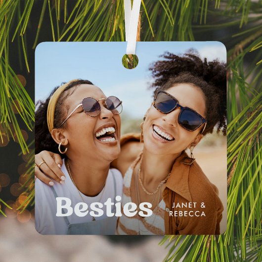 Leuke Besties Foto & Naam/s Keepsake Gift Metalen Ornament